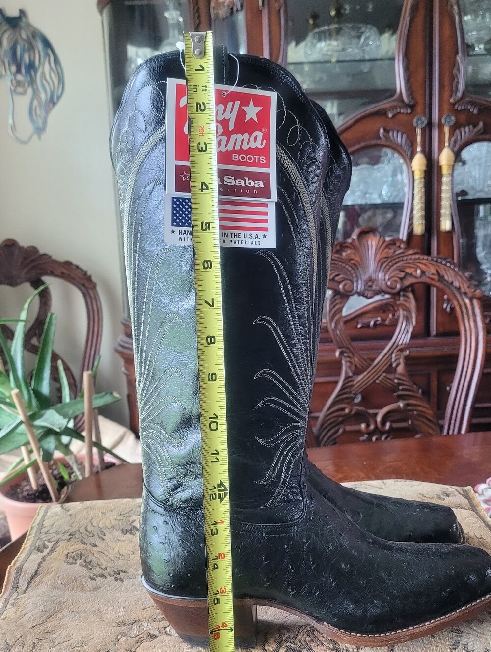 Tony Lama Black full quil Ostrich Leather, womens Western Boot, new w/tags 7.5B - Picture 8 of 8